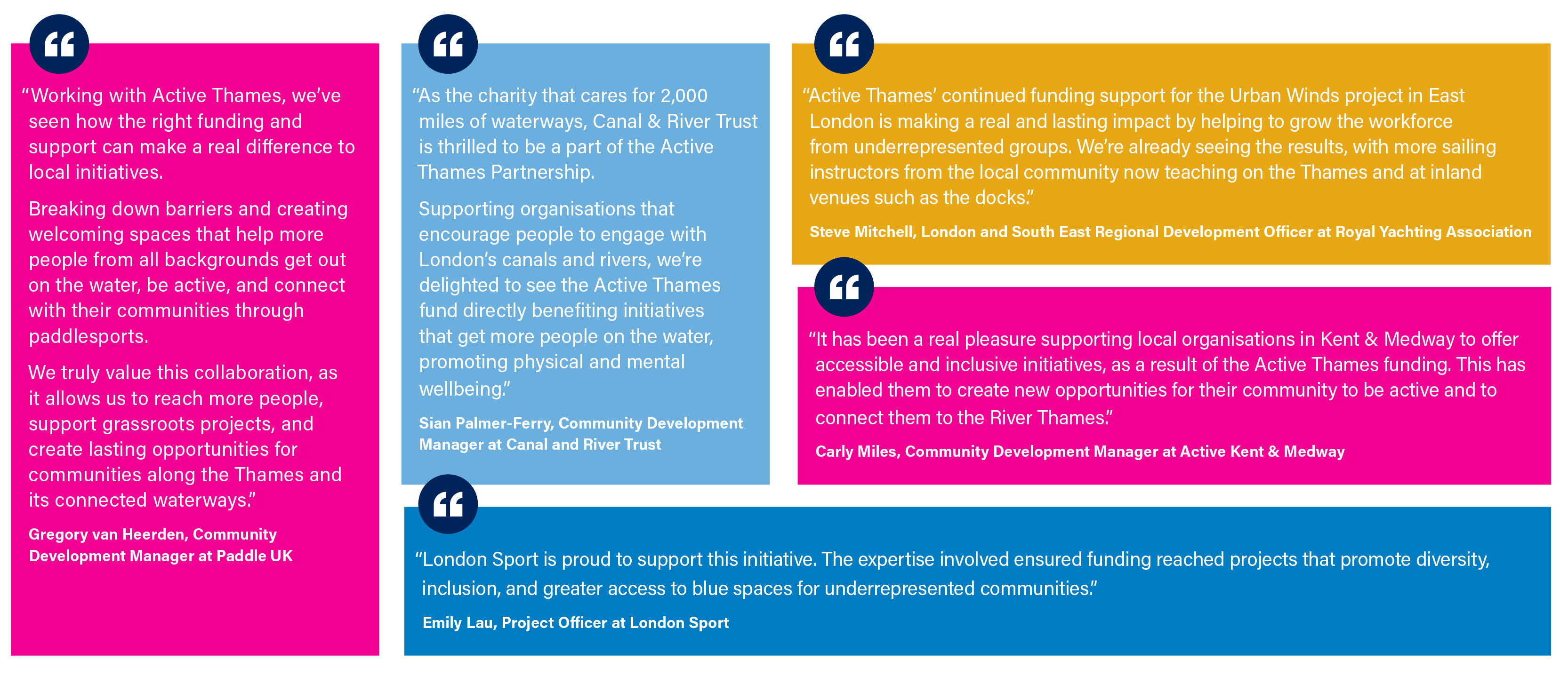 Graphic showing quotes from Active Thames Partners
