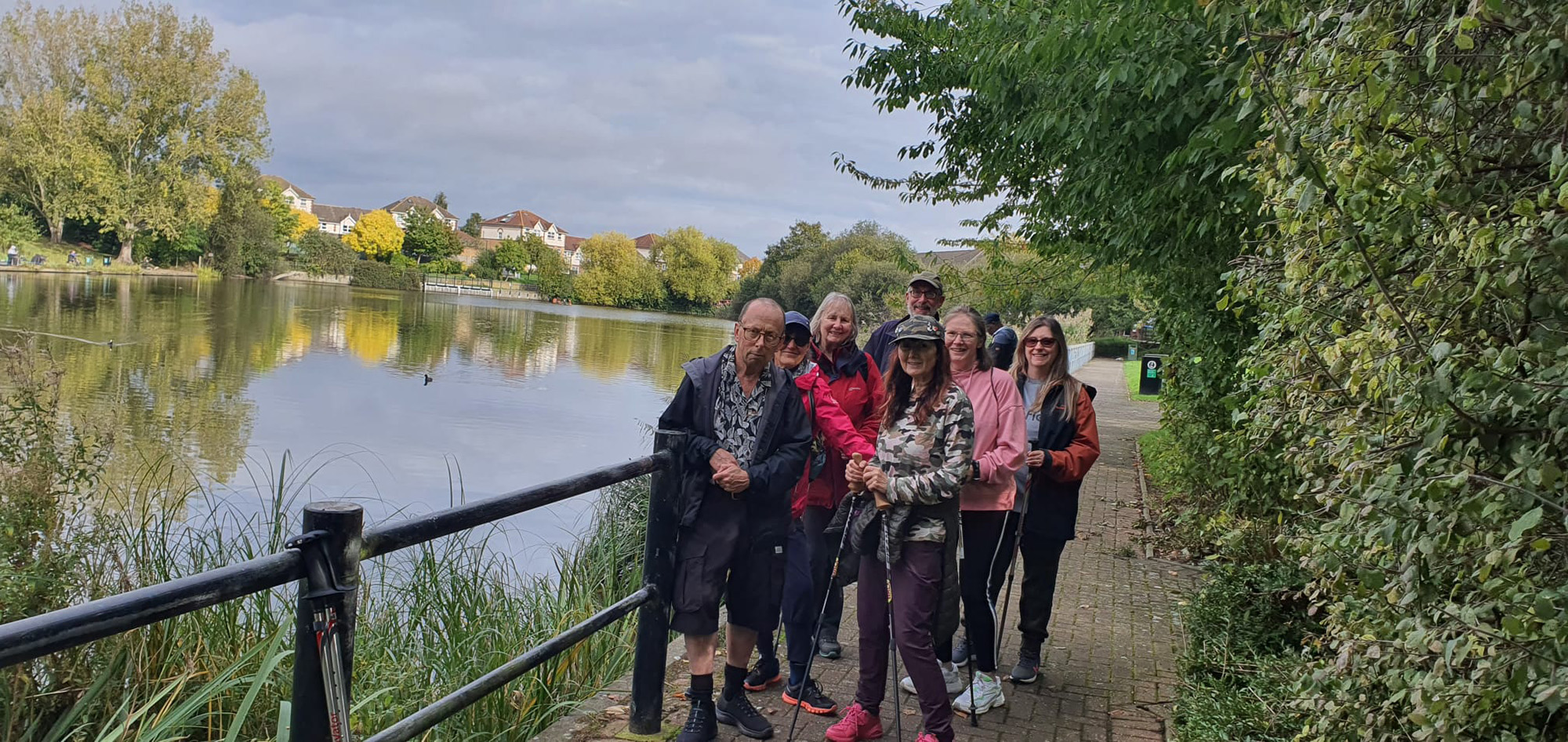 Participants on a walk near the river