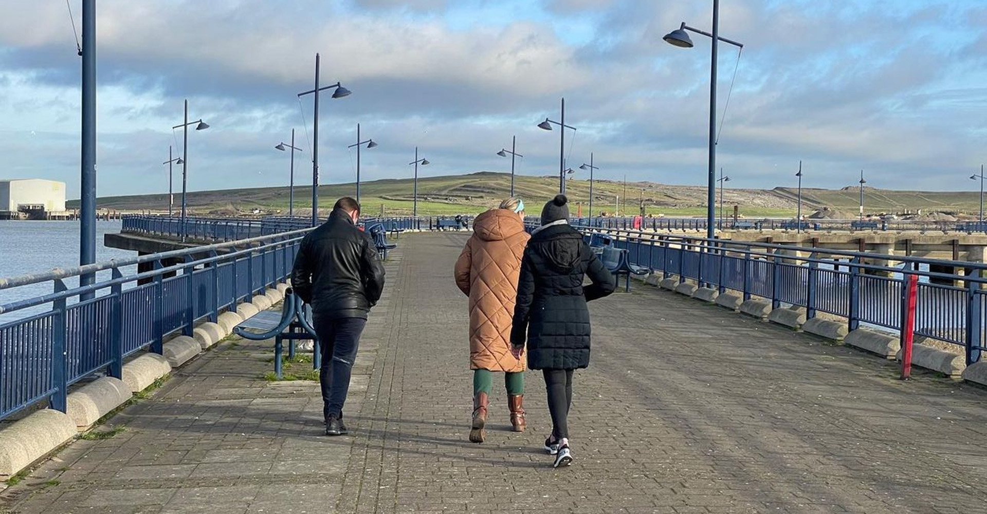 Participants walking along Erith Pier Re-Instate