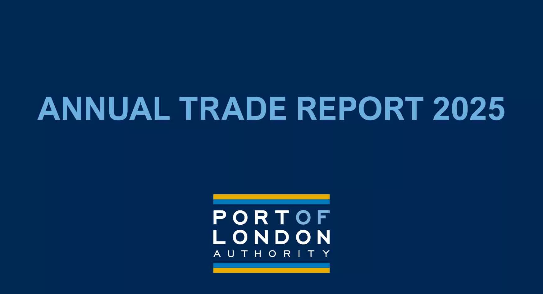 Graphic which reads annual trade report 2025 on dark blue background