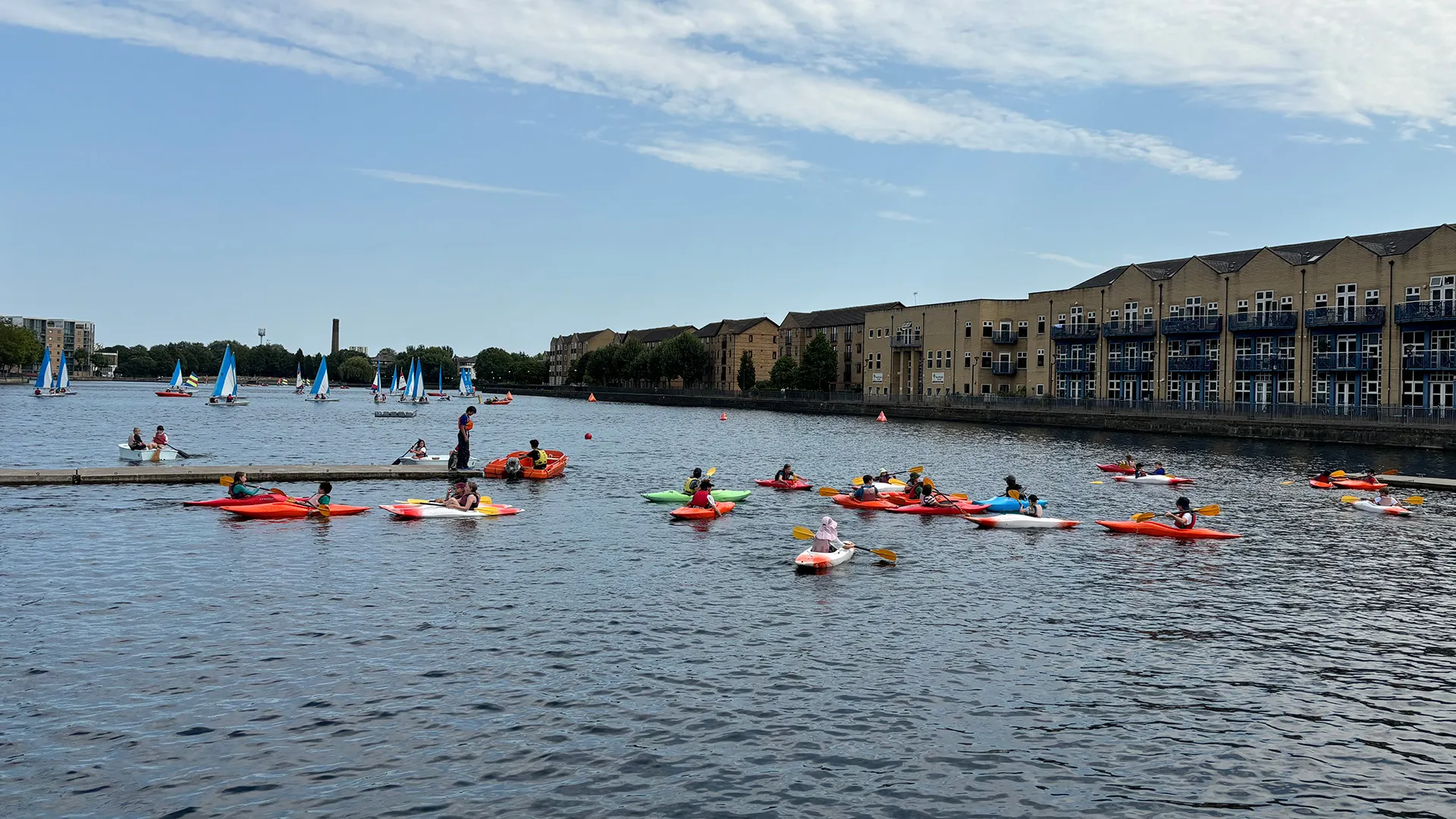 Kayaks and Sailing Boats at Docklands Sailing and Watersports Centre