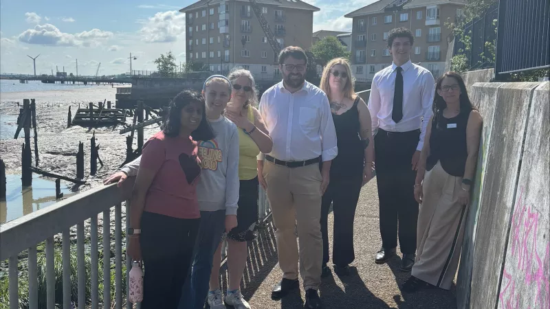 Thomas Turrell AM and ReInstate staff and participants on the Thames Path in Erith