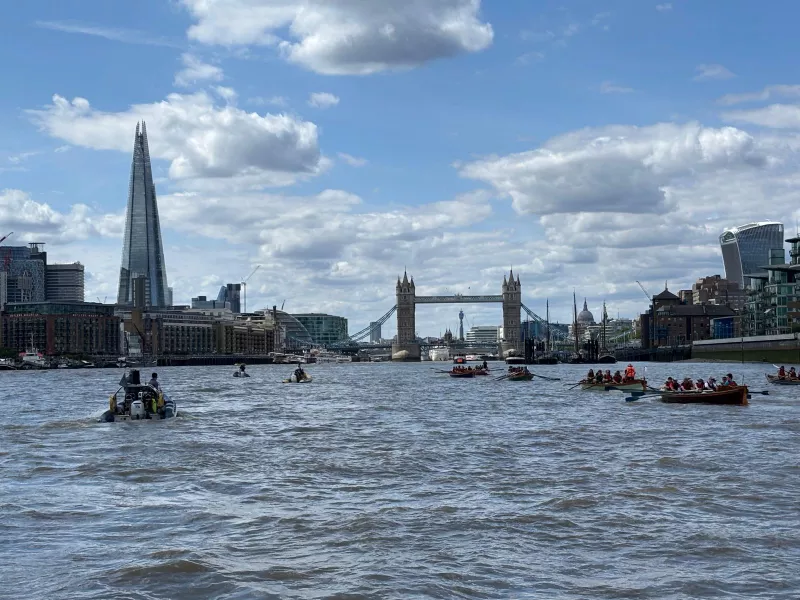 London Youth Rowing Oarsome Challenge 2025 Participants near Tower Bridge