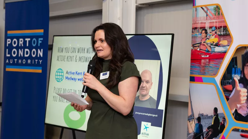 Jenny Cooper-Low speaking at Active Thames Hub 2025