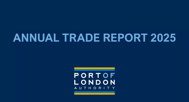 Graphic which reads annual trade report 2025 on dark blue background